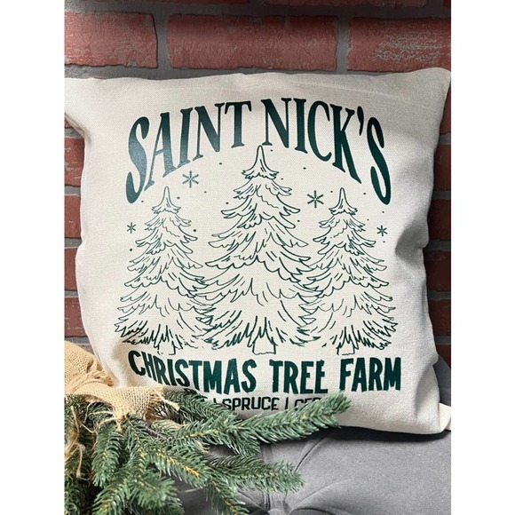 St. Nicks Christmas Tree Farm Holiday Throw Pillow - Picture 1 of 4